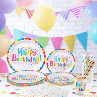 Colorful Happy Birthday Party Tableware Set